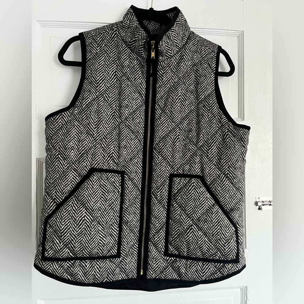J. Crew Black and White Chevron Vest